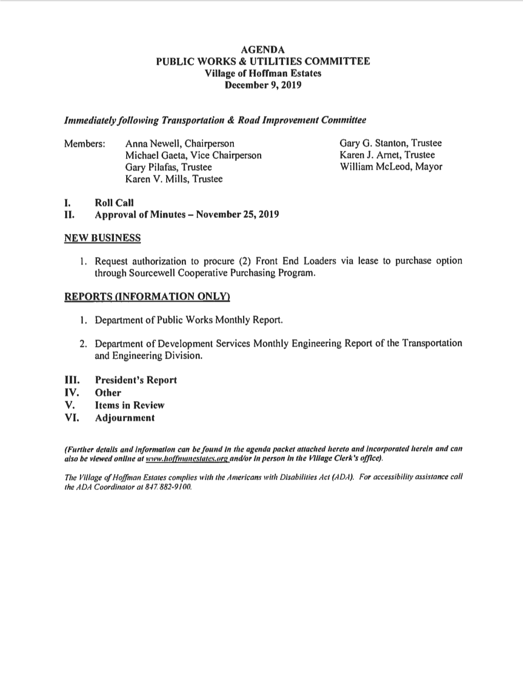 Agenda Public Works & Utilities Committee