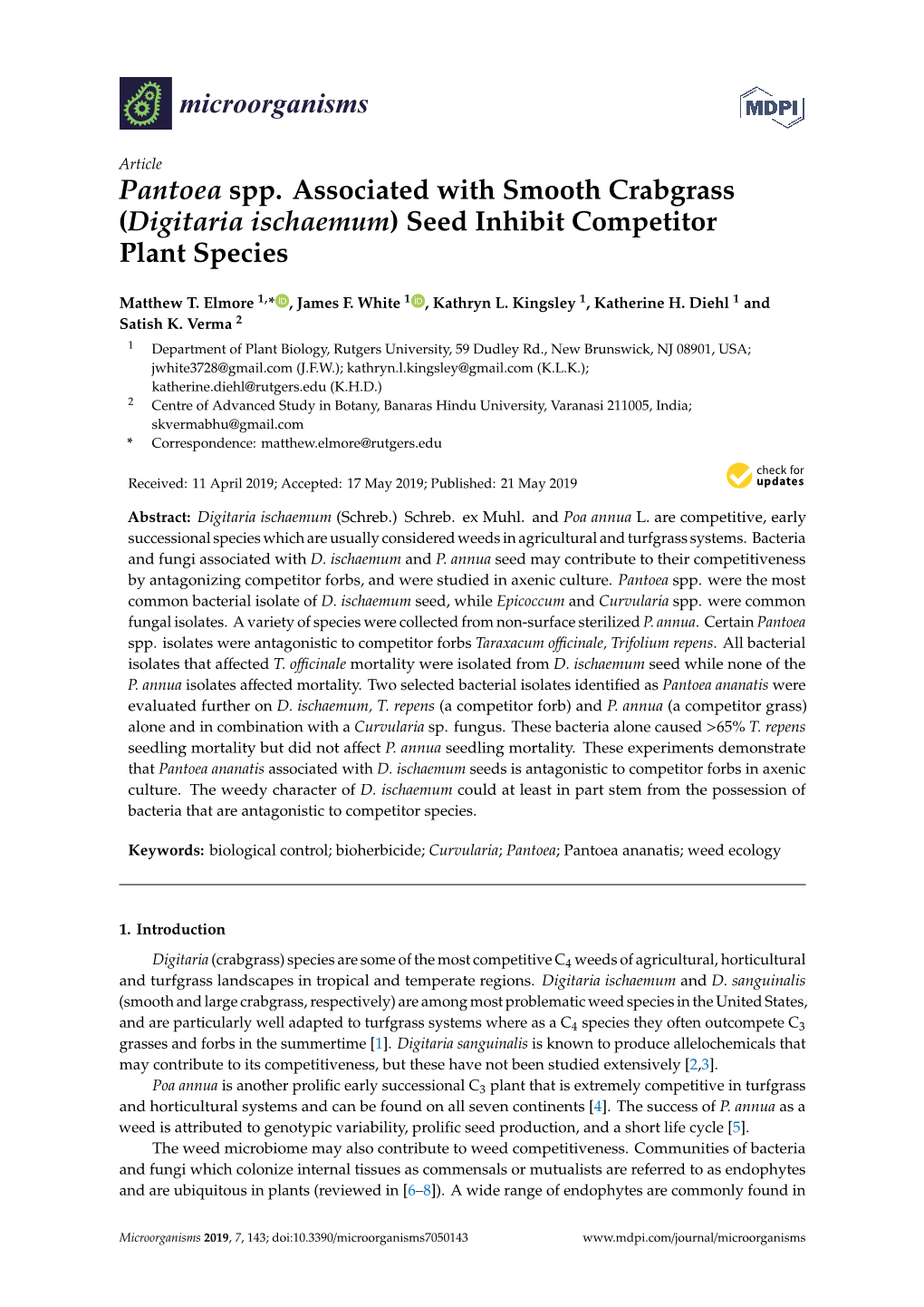 Digitaria Ischaemum) Seed Inhibit Competitor Plant Species