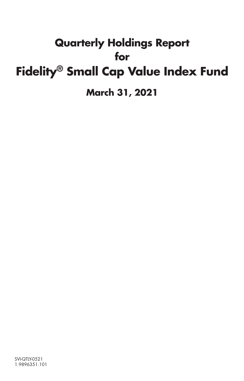 Fidelity® Small Cap Value Index Fund