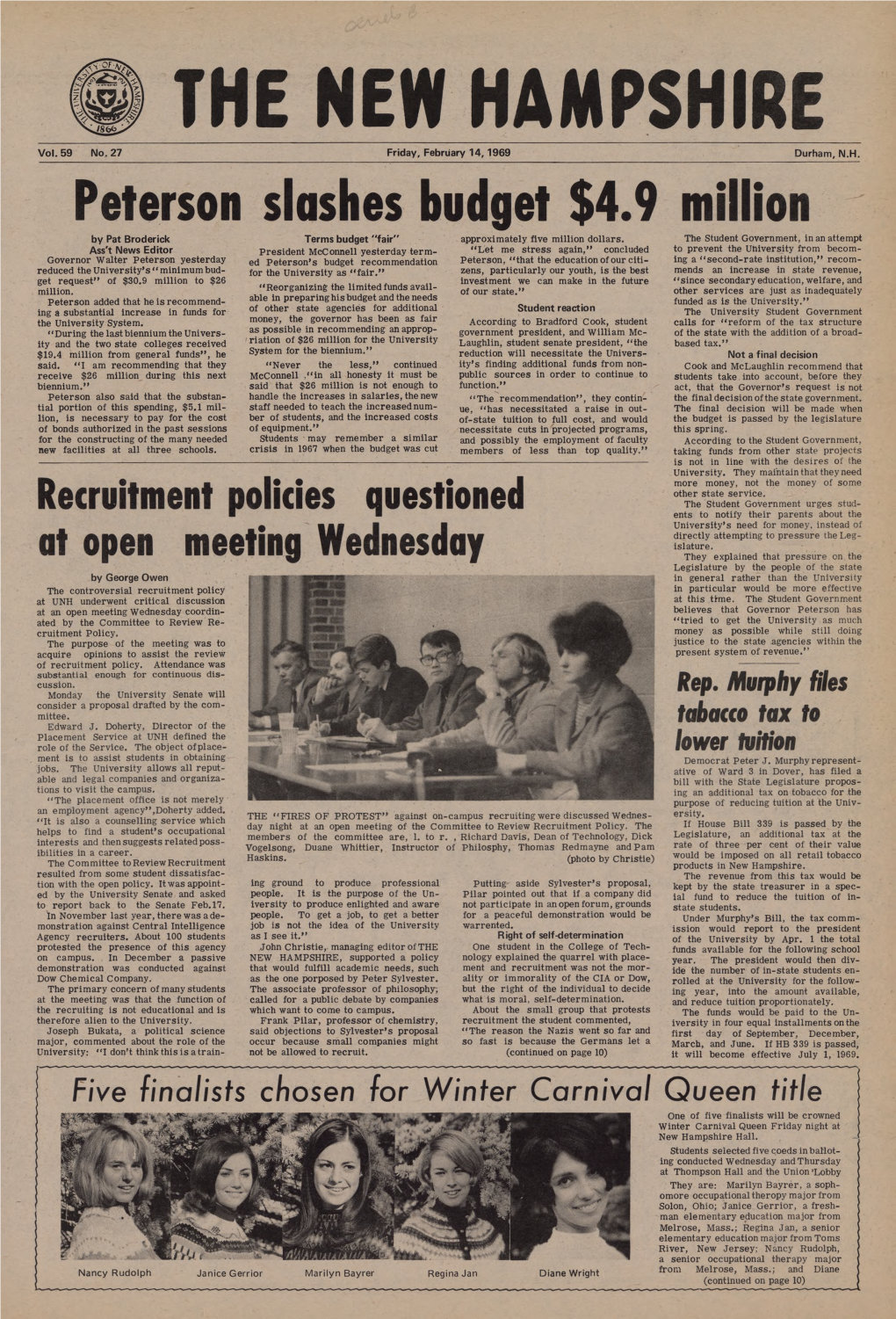 The New Hampshire, Vol. 59, No. 27 (Feb. 14, 1969)