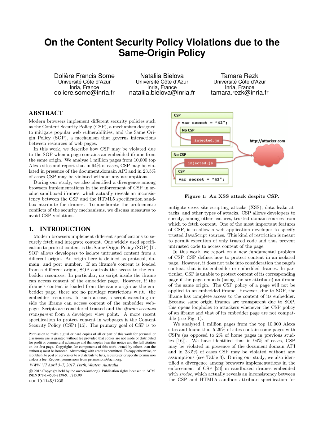 On the Content Security Policy Violations Due to the Same-Origin Policy