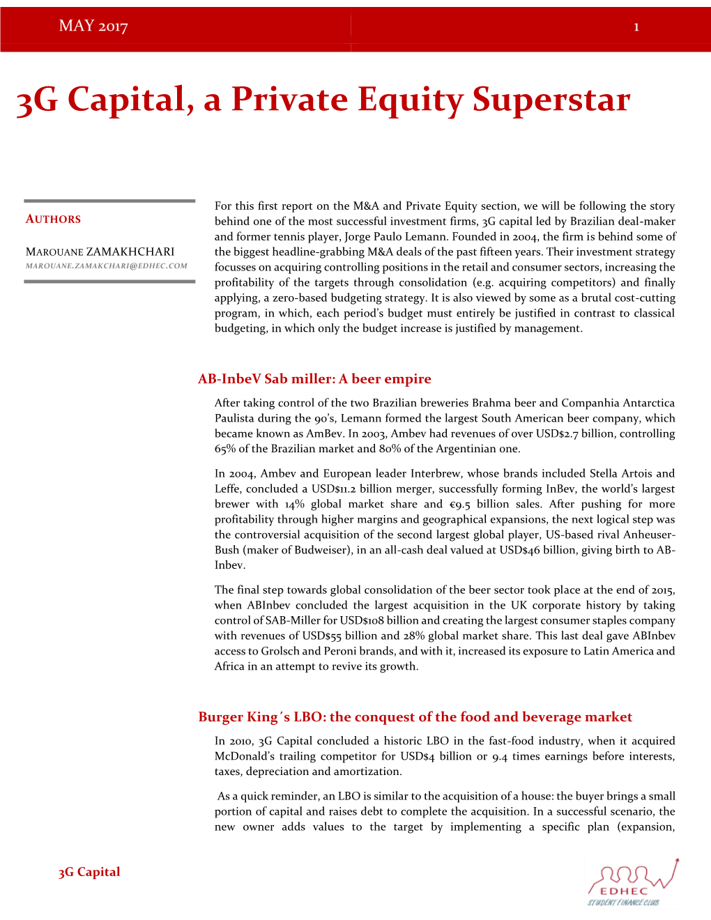 3G Capital, a Private Equity Superstar