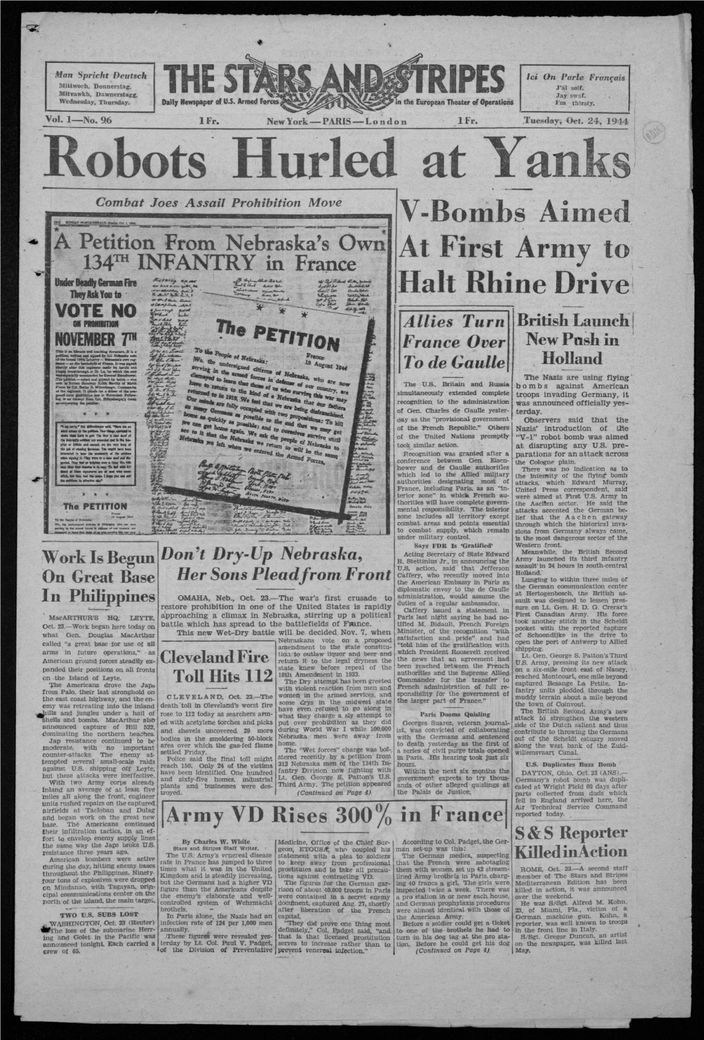 V-Bombs Aimed at First Army to Halt Rhine Drive