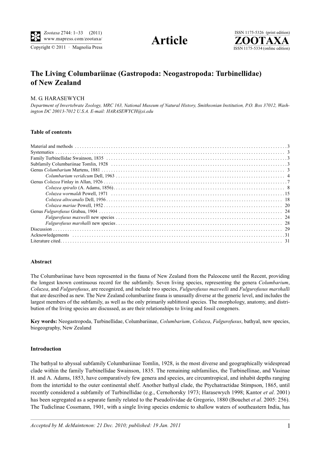 Gastropoda: Neogastropoda: Turbinellidae) of New Zealand