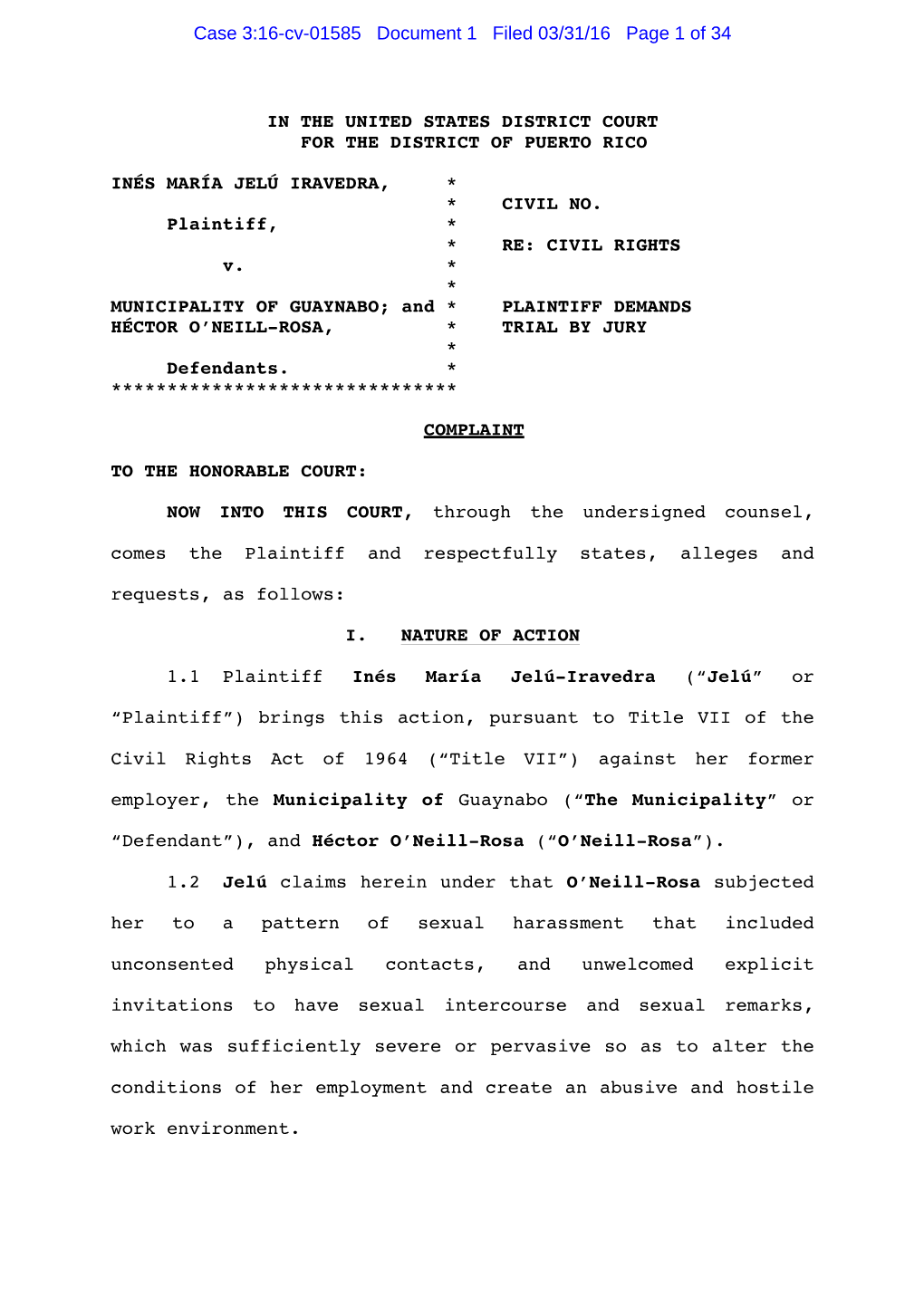 Case 3:16-Cv-01585 Document 1 Filed 03/31/16 Page 1 of 34