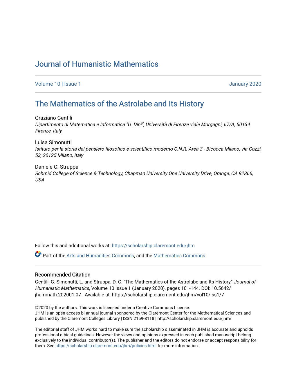 The Mathematics of the Astrolabe and Its History