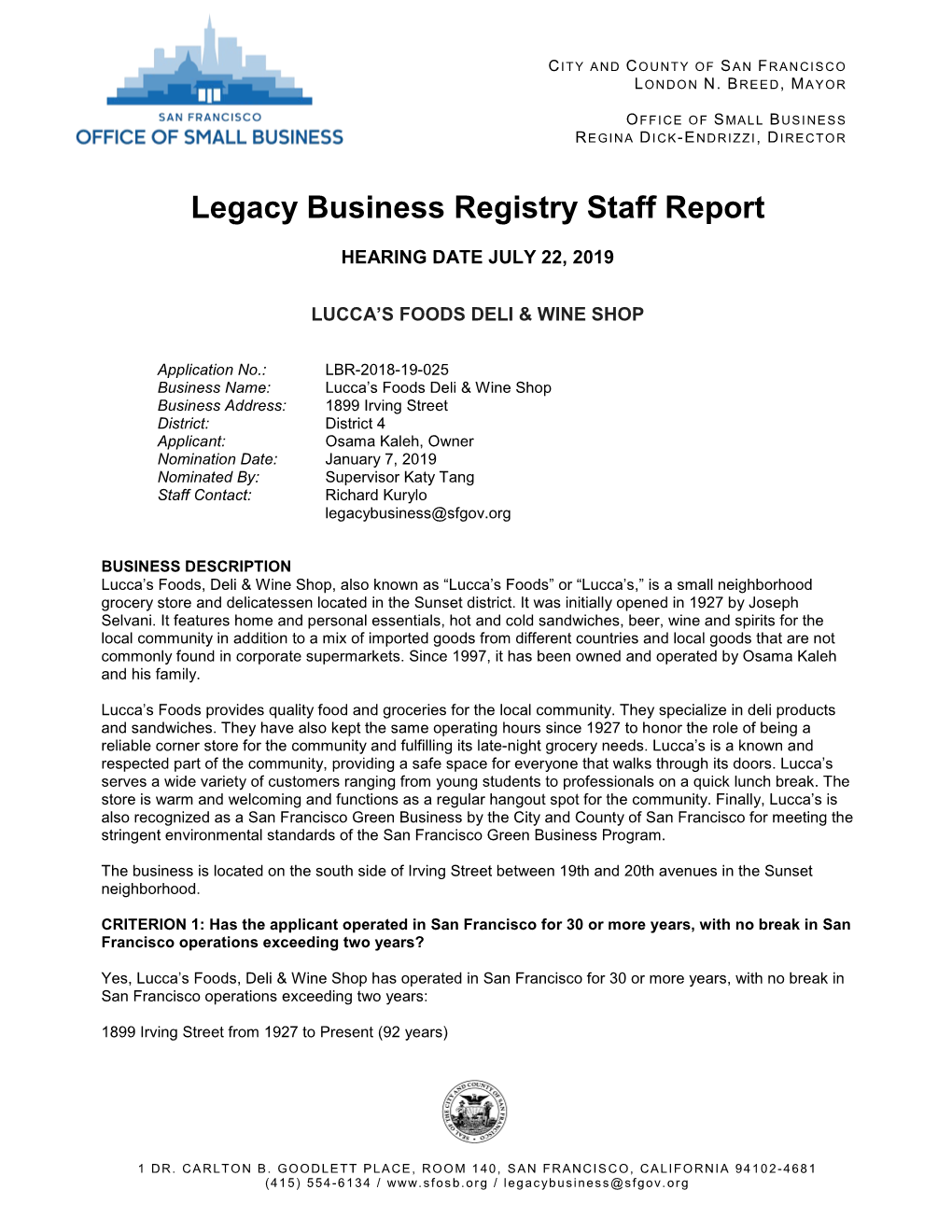 Item 3B. LBR-2018-19-025 Lucca's Foods Deli & Wine Shop (PDF)