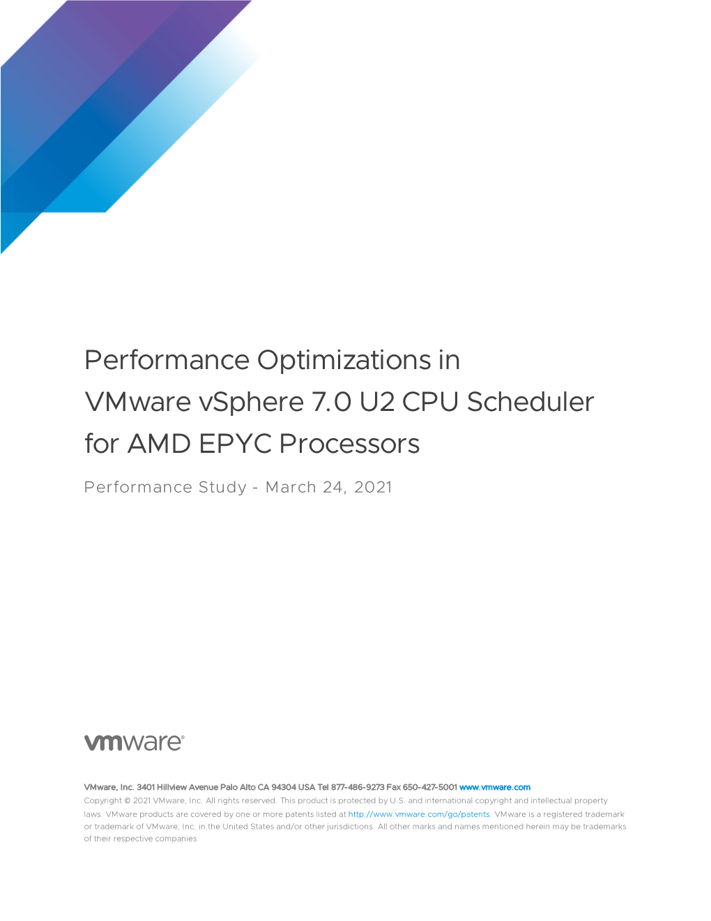 Performance Optimizations in Vmware Vsphere 7.0 U2 CPU Scheduler for AMD EPYC Processors