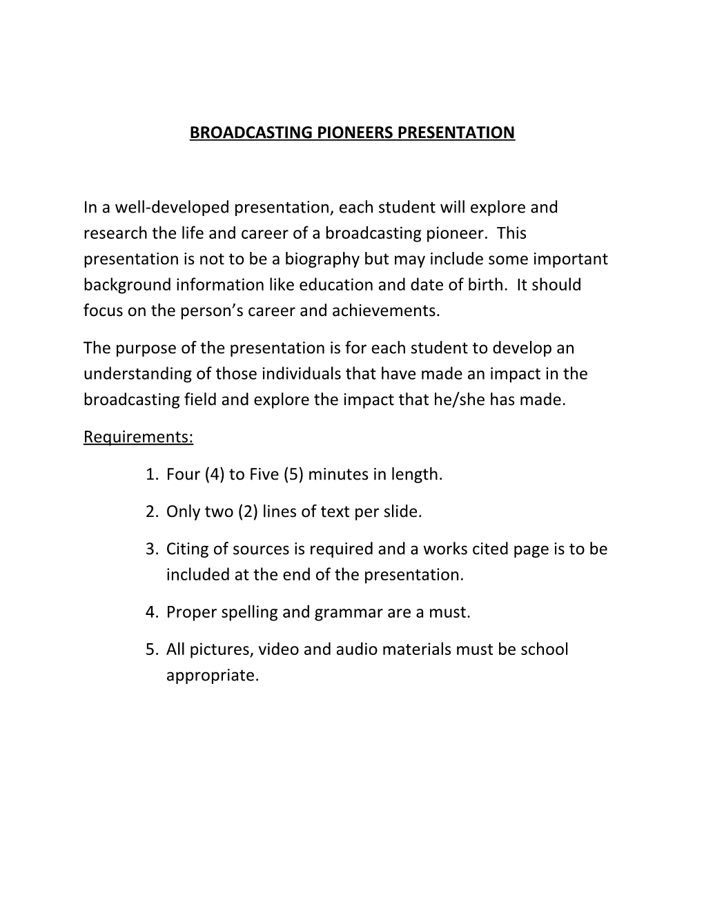 Broadcasting Pioneers Presentation