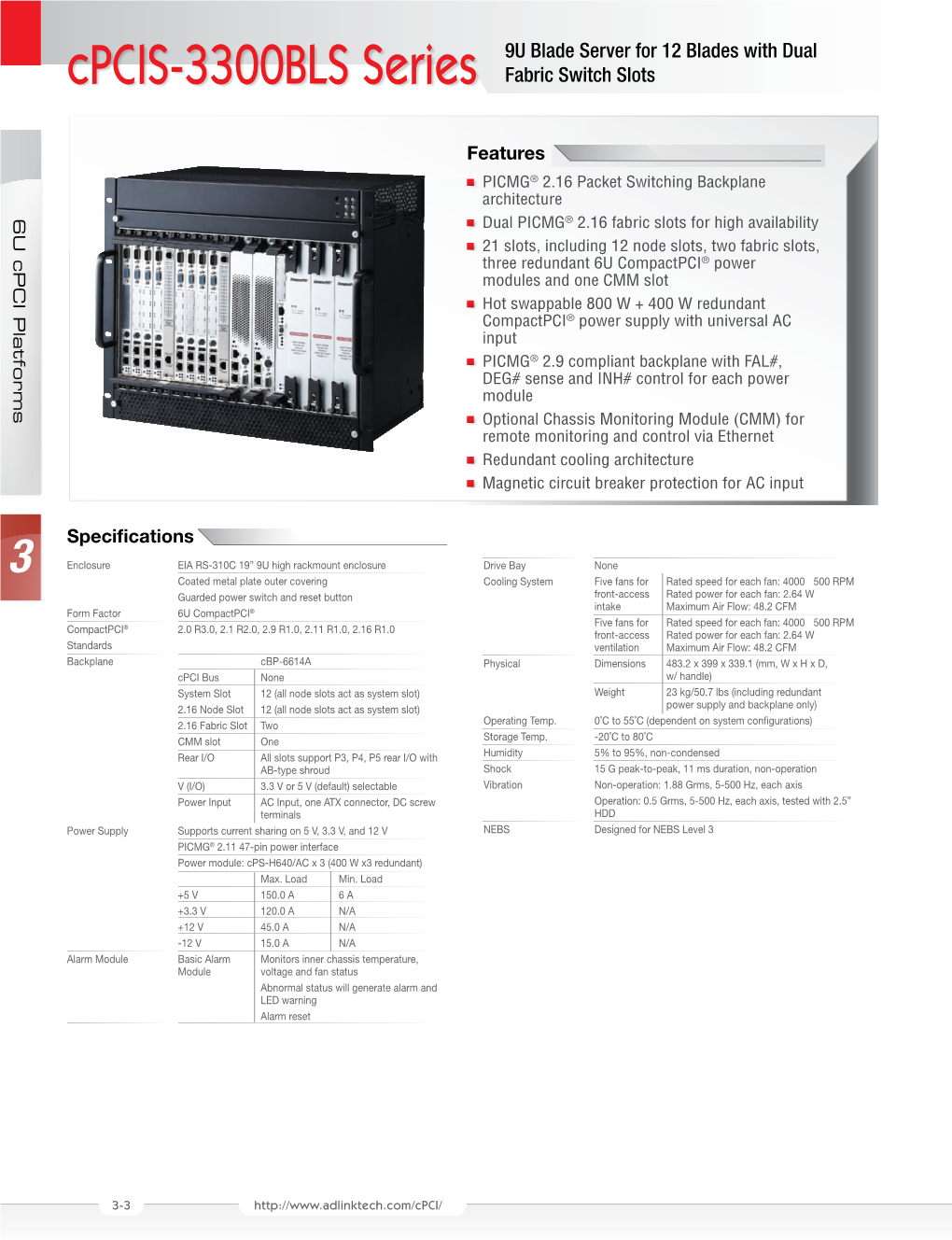 Cpcis-3300BLS Series Fabric Switch Slots