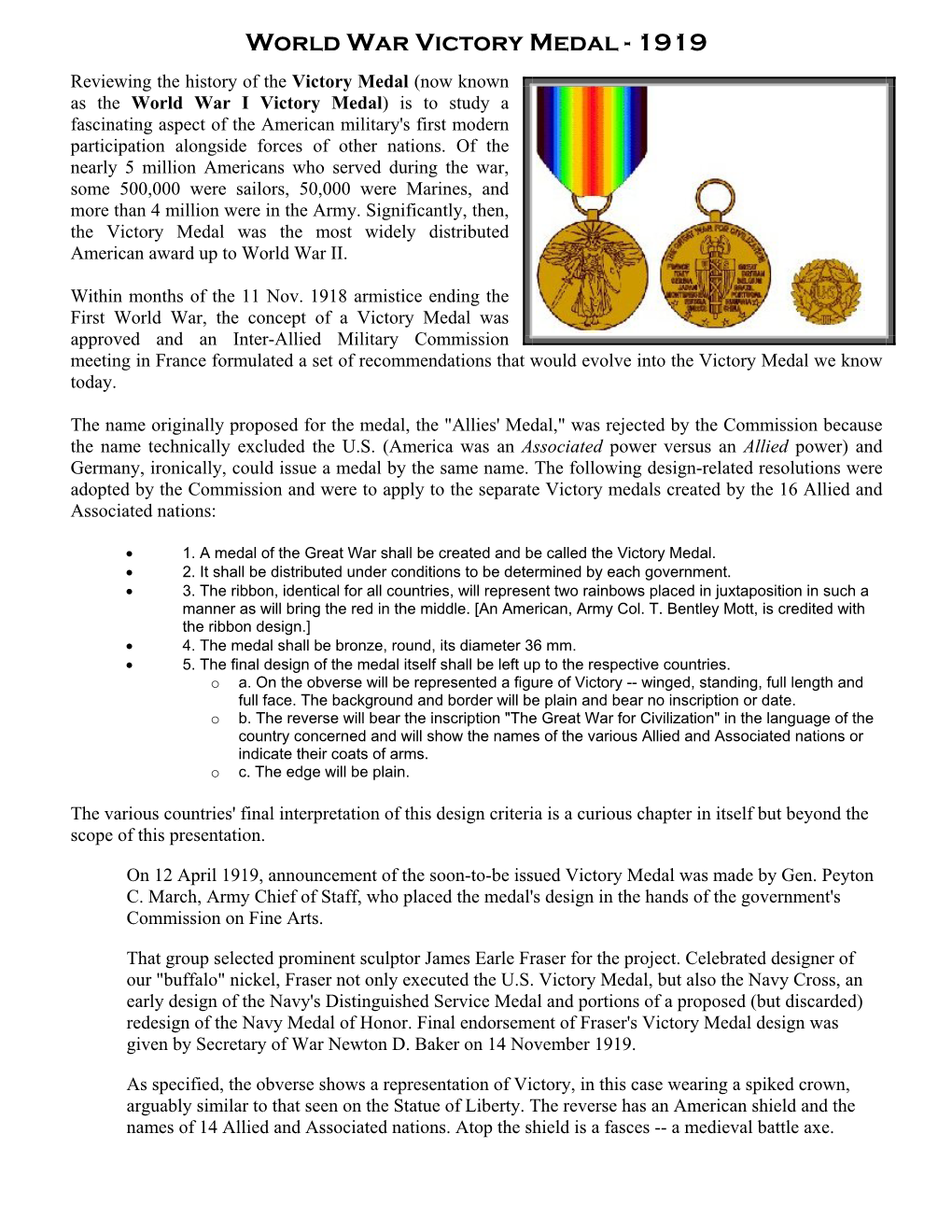 World War Victory Medal - 1919