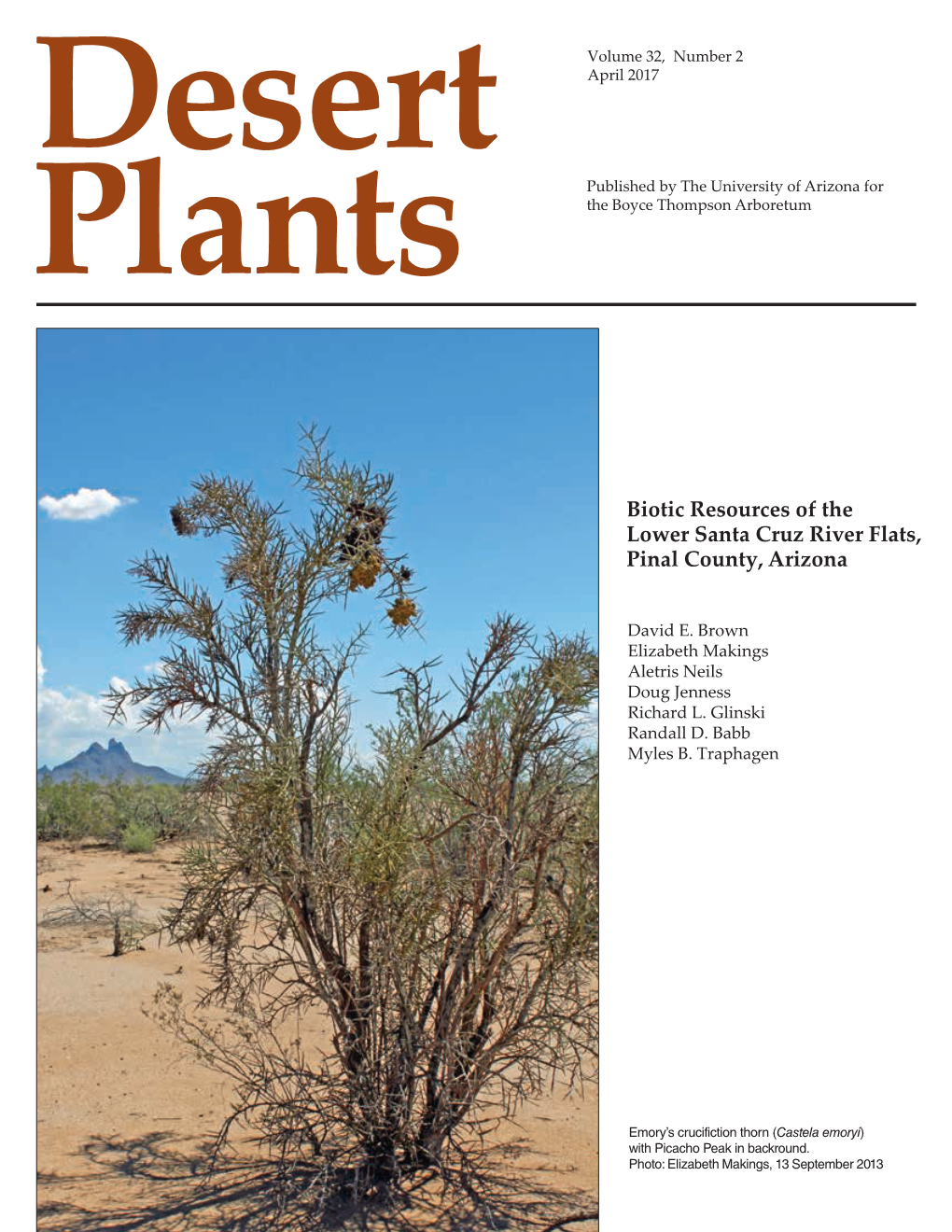 Biotic Resources of the Lower Santa Cruz River Flats, Pinal County, Arizona