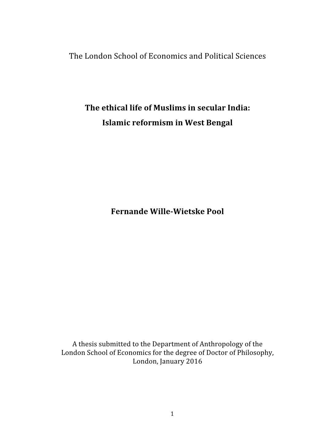 The Ethical Life of Muslims in Secular India: Islamic Reformism in West Bengal