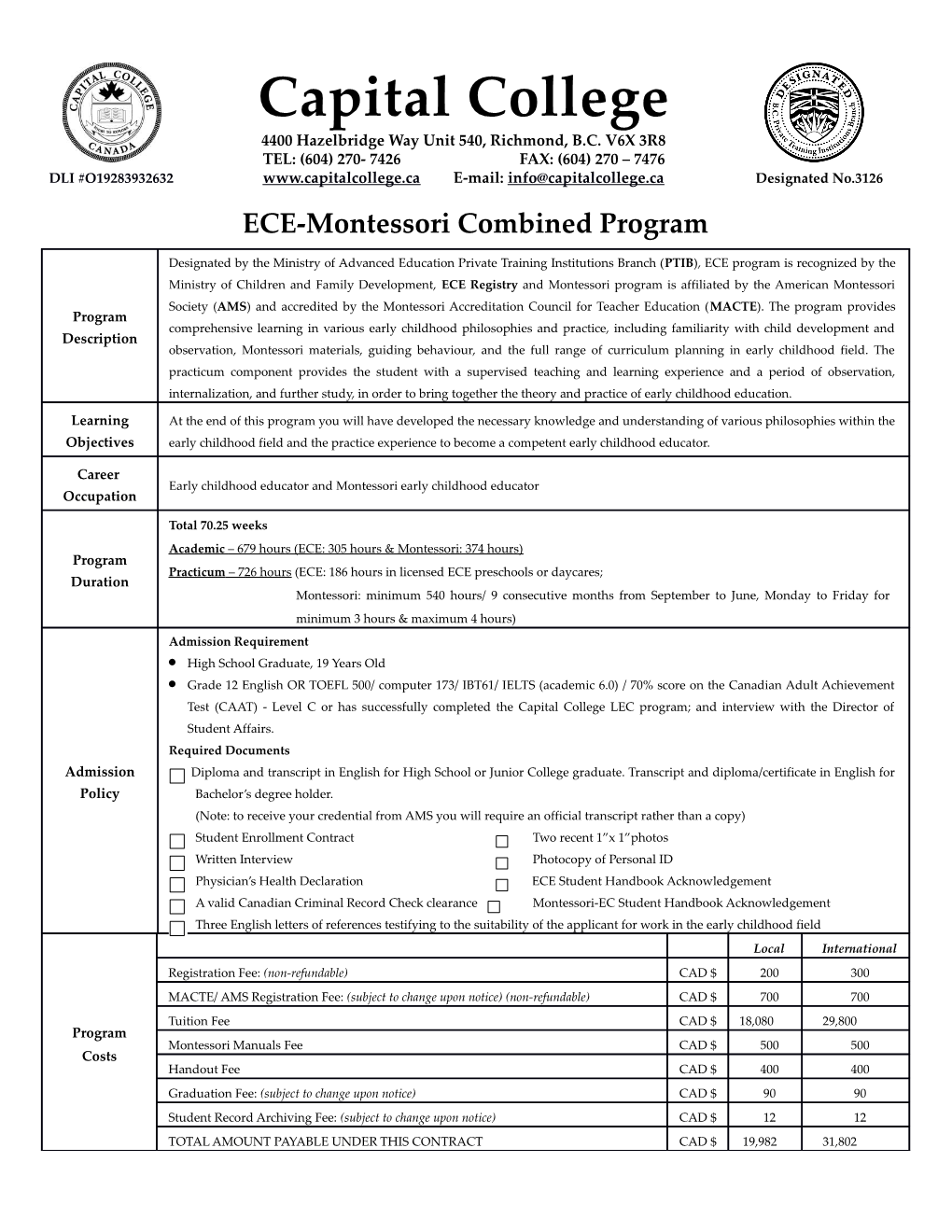 ECE-Montessori Combined Program