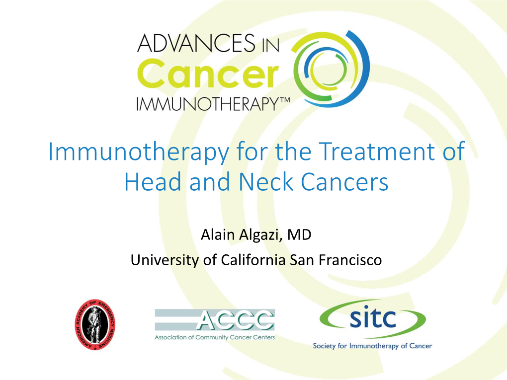 Immunotherapy for the Treatment of Head and Neck Cancers