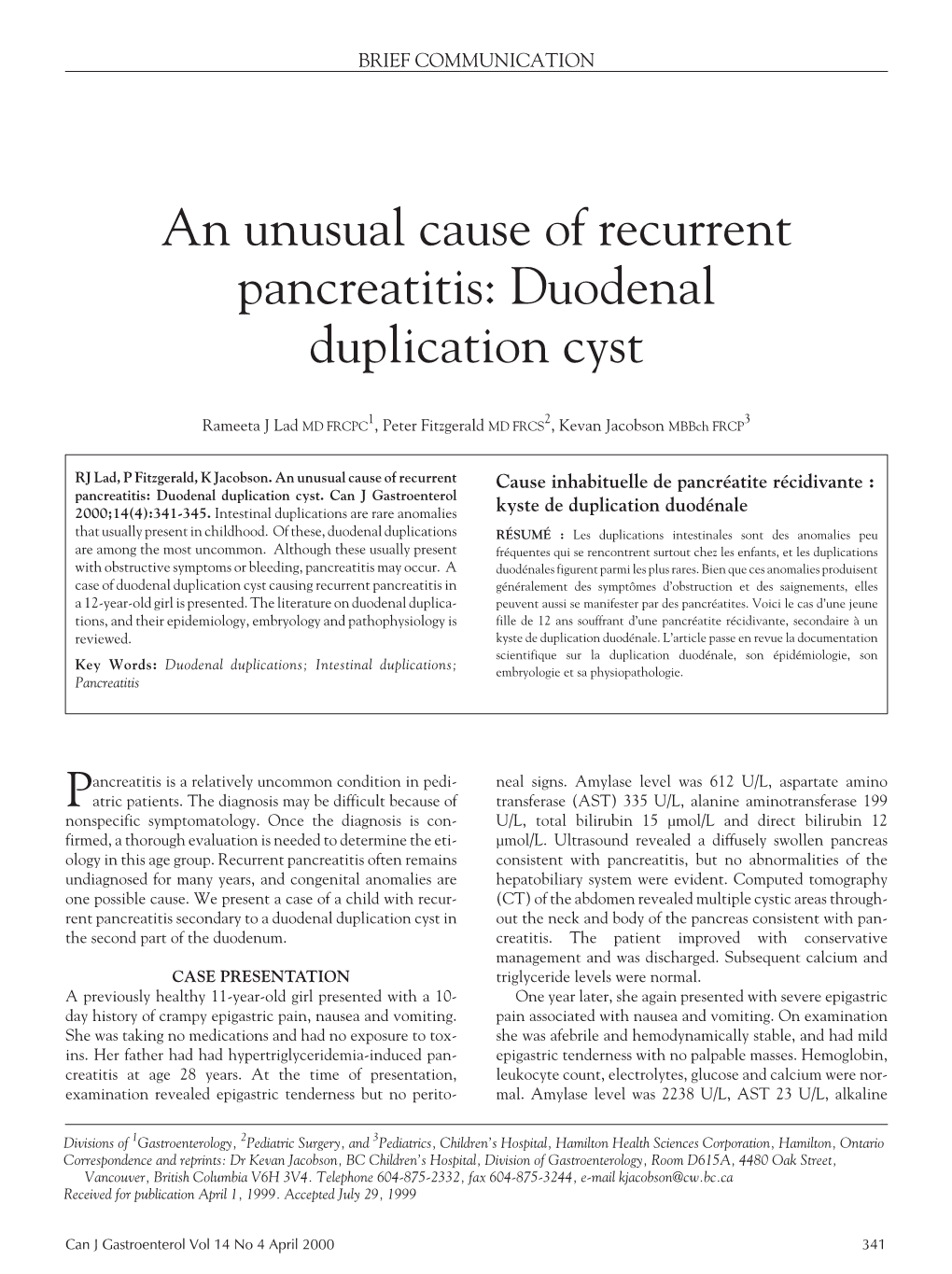 Duodenal Duplication Cyst