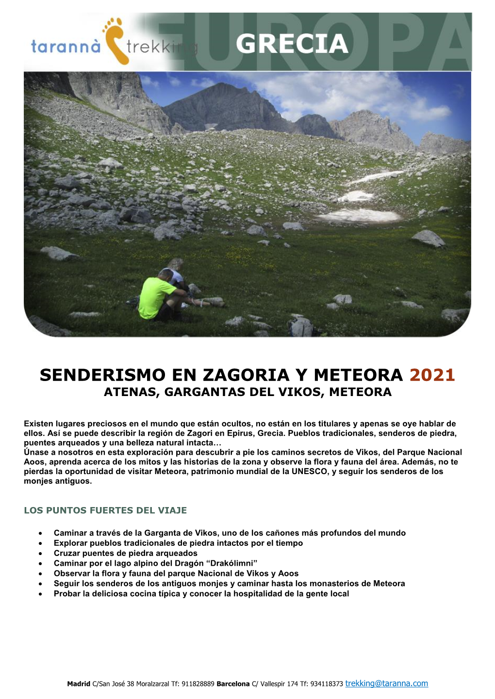 Senderismo En Zagoria Y Meteora 2021 Atenas, Gargantas Del Vikos, Meteora