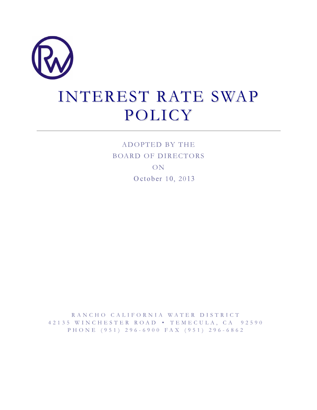 Interest Rate Swap Policy