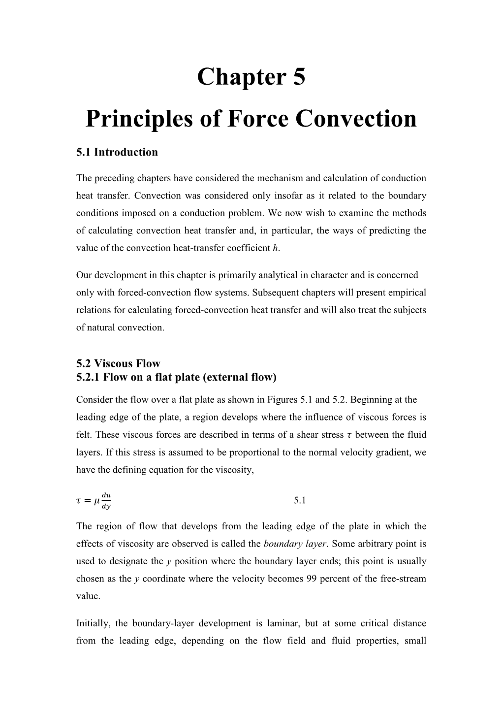 Chapter 5 Principles of Force Convection