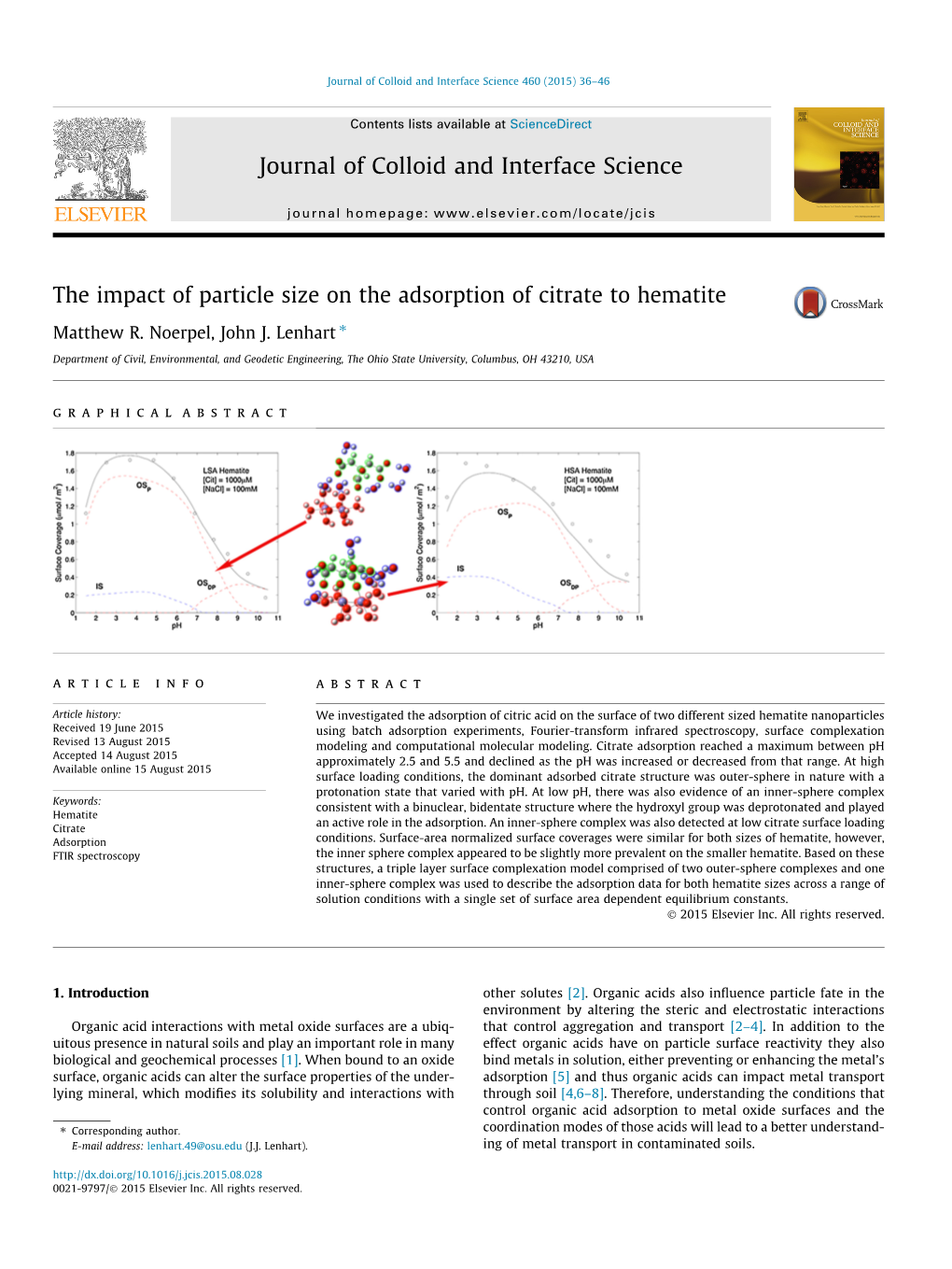 The Impact of Particle Size on the Adsorption of Citrate to Hematite ⇑ Matthew R