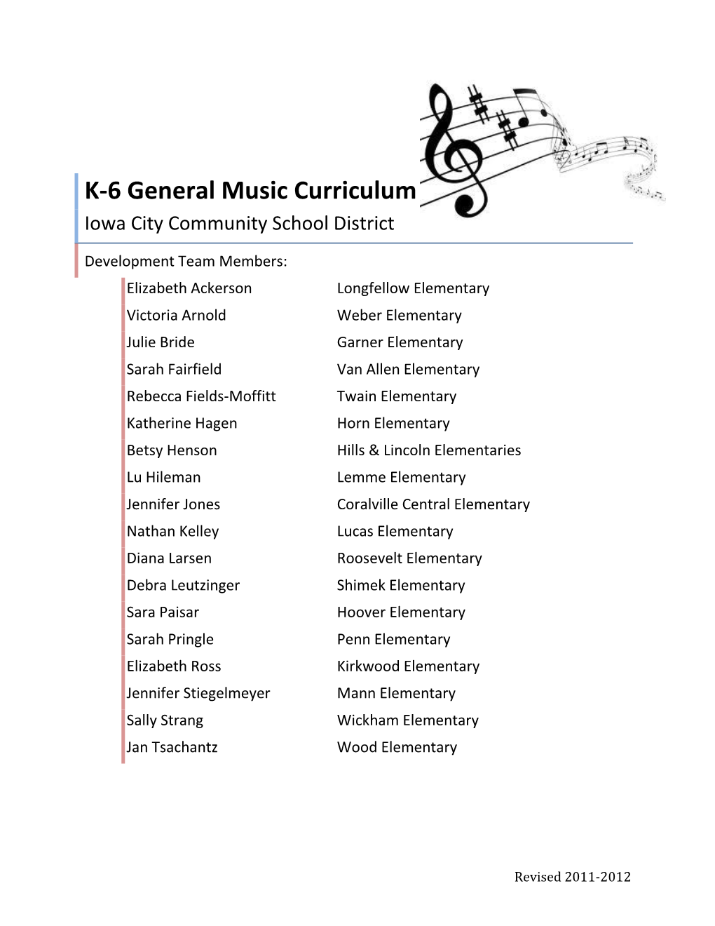 ICCSD General Music Curriculum 2012