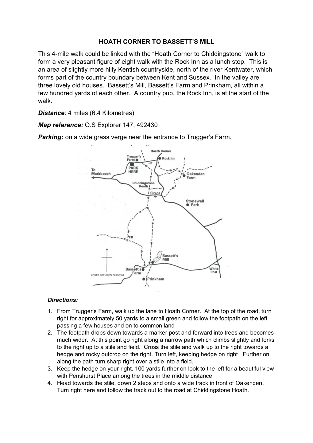 Hoath Corner to Chiddingstone” Walk to Form a Very Pleasant Figure of Eight Walk with the Rock Inn As a Lunch Stop