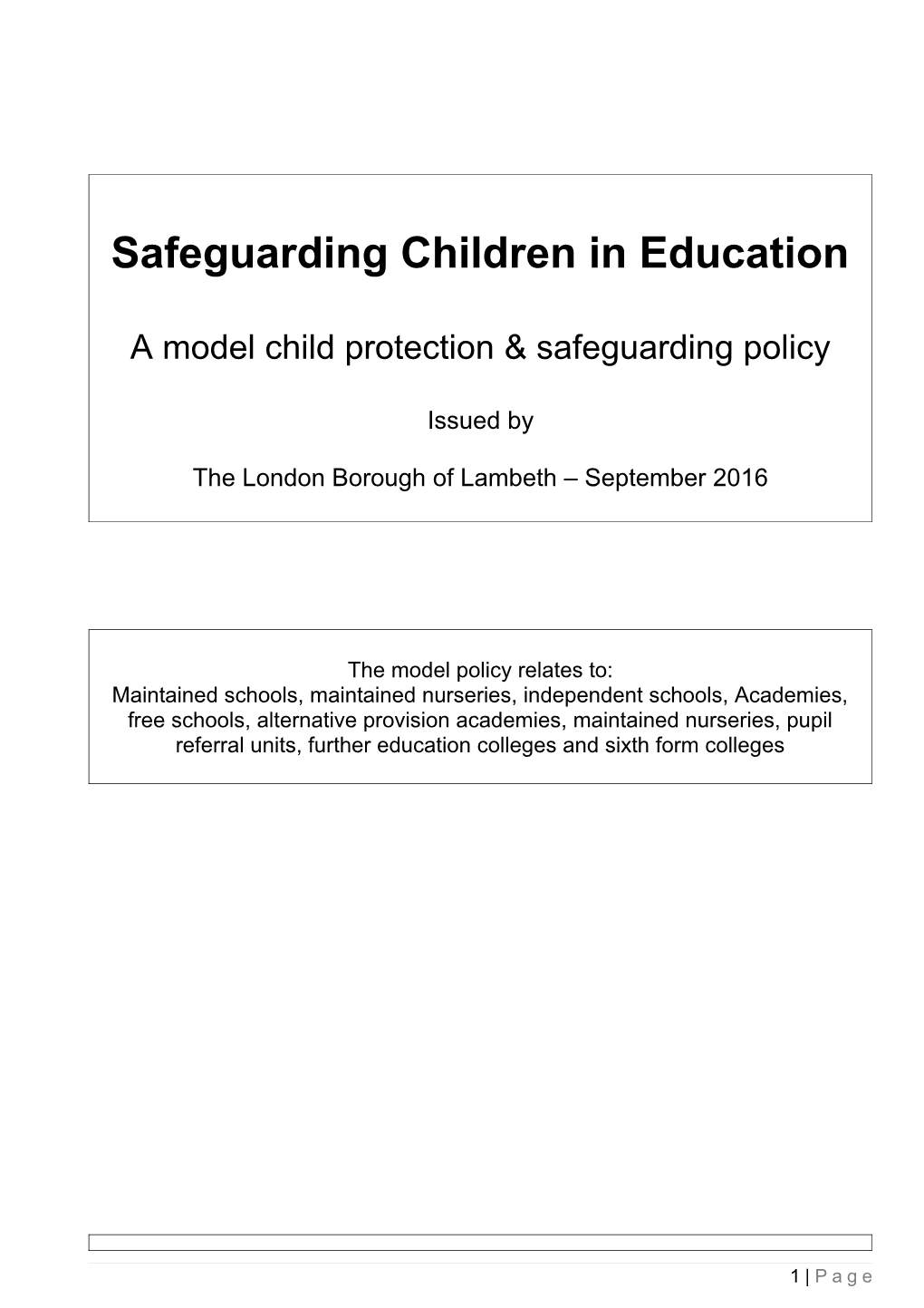 Safeguarding Children in Education