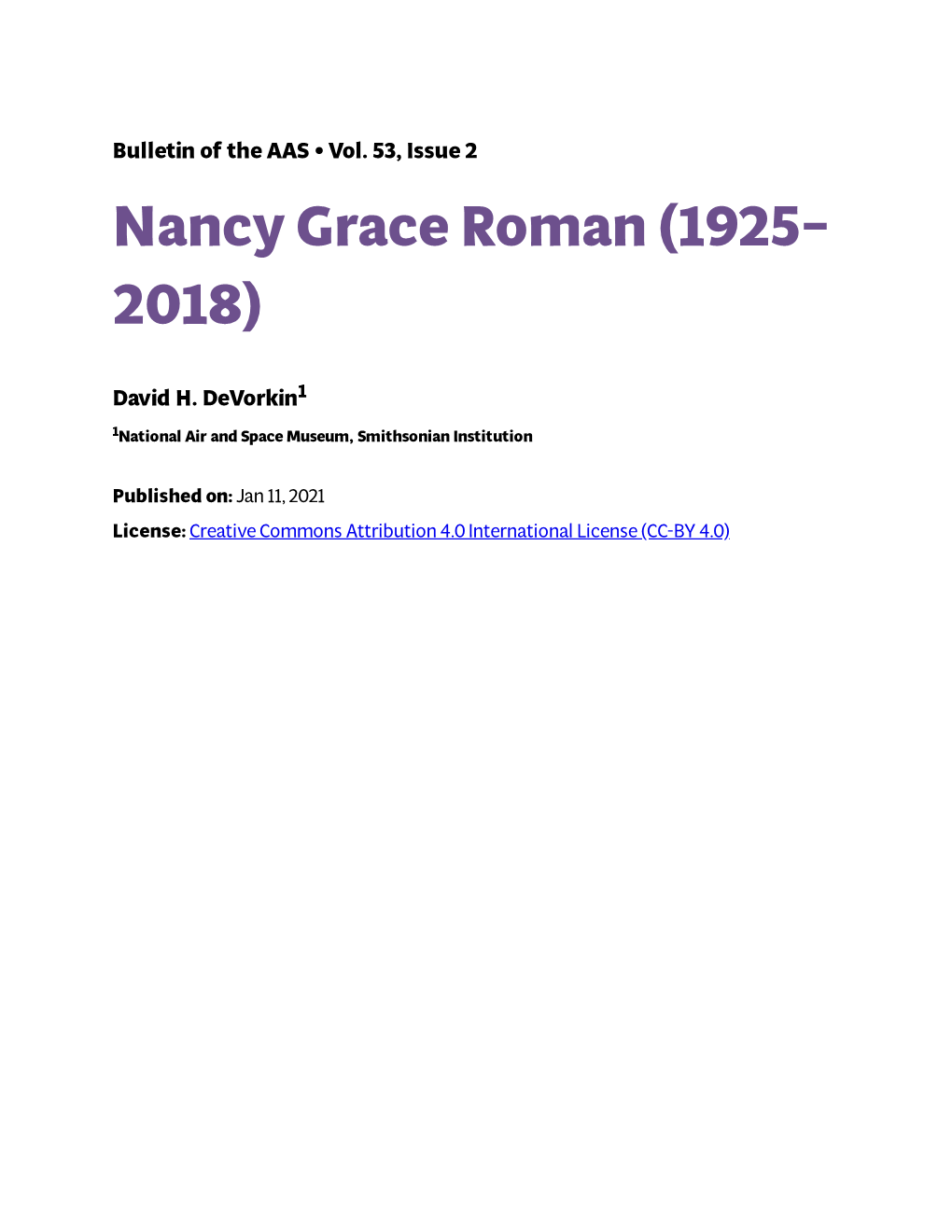 Nancy Grace Roman (1925– 2018)