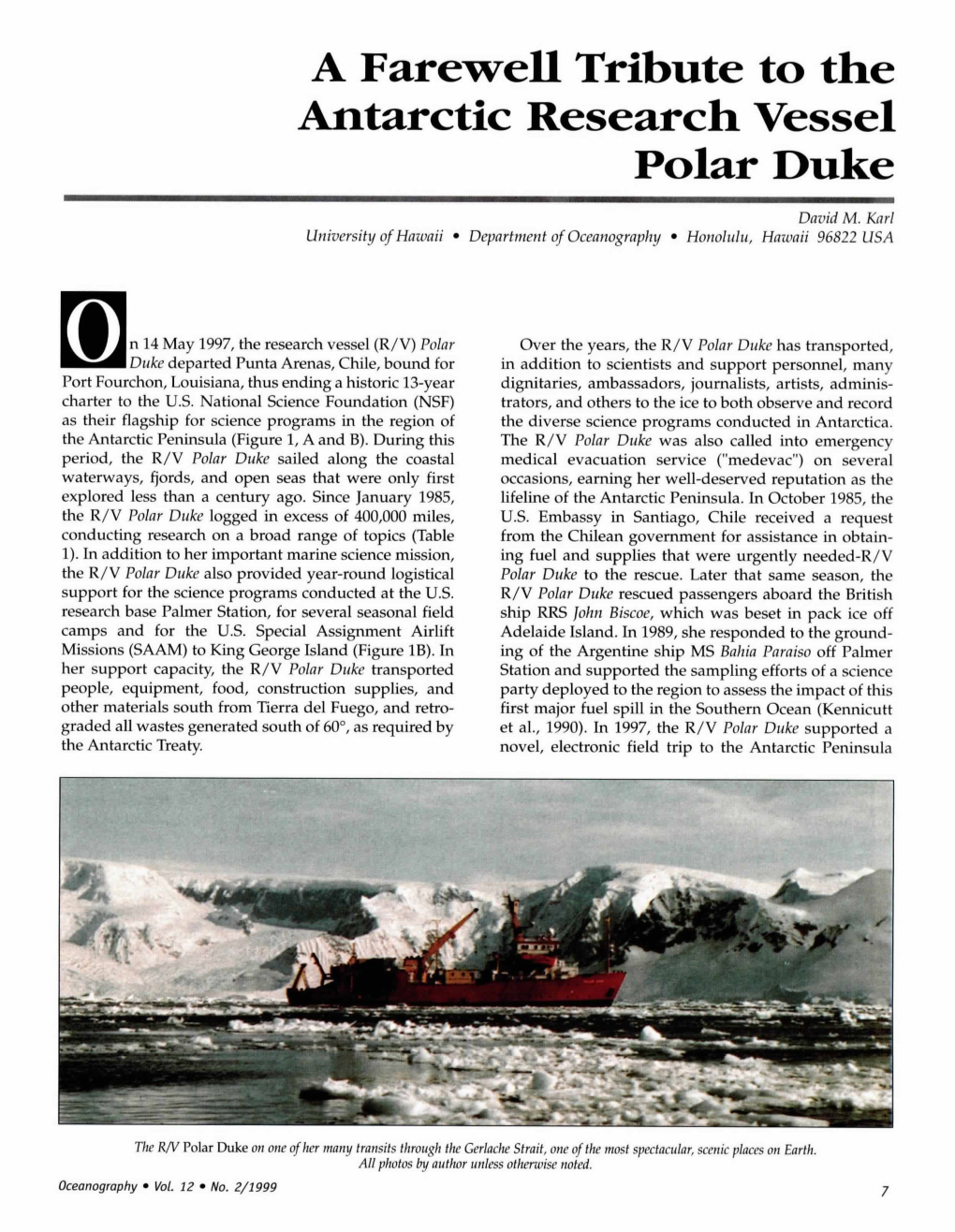 A Farewell Tribute to the Antarctic Research Vessel Polar Duke