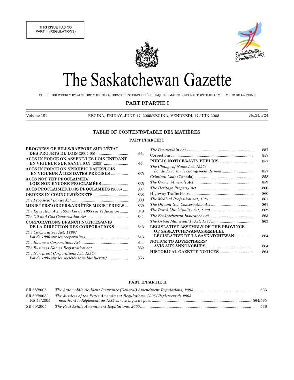 Saskatchewan-Electronic Interception Report for 2004