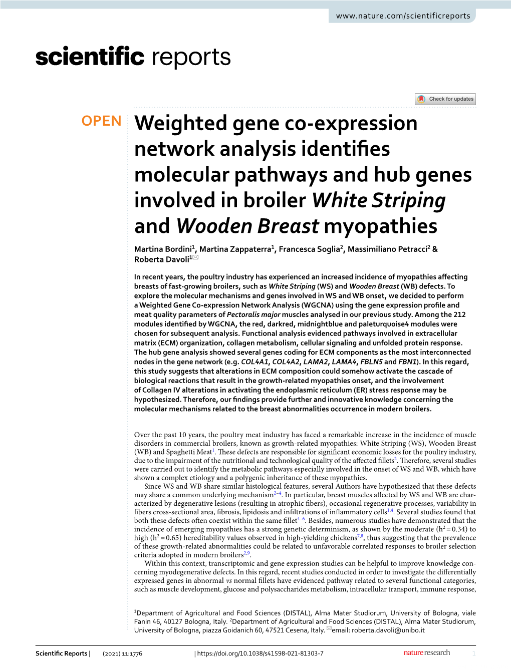 Weighted Gene Co-Expression Network Analysis Identifies Molecular