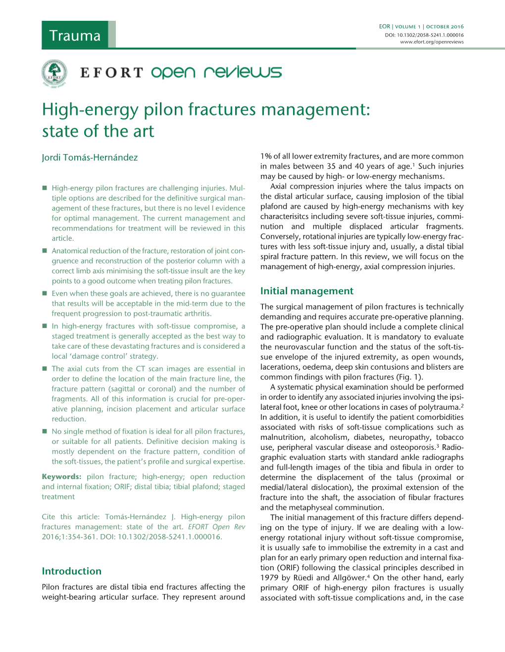High-Energy Pilon Fractures Management: State of the Art