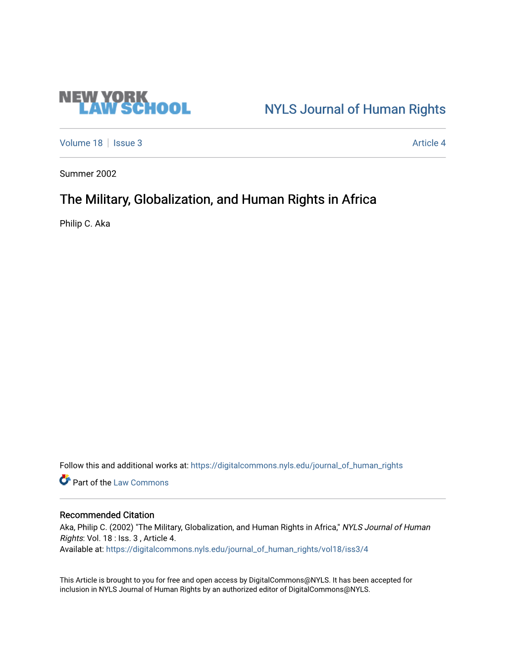 The Military, Globalization, and Human Rights in Africa