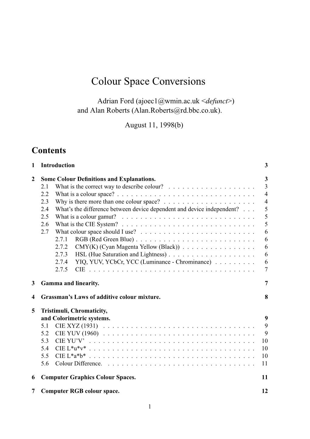 Colour Space Conversions.) “Computer Generated Colour.”, R