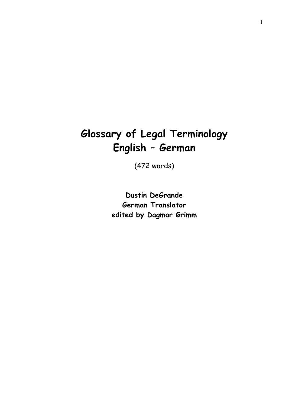 Glossary of Legal Terminology English – German