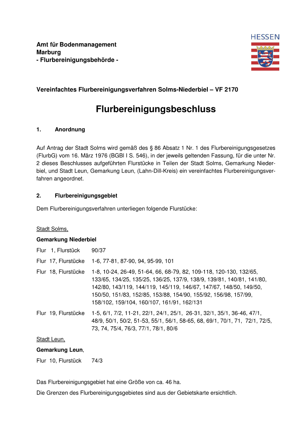 Flurbereinigungsbeschluss