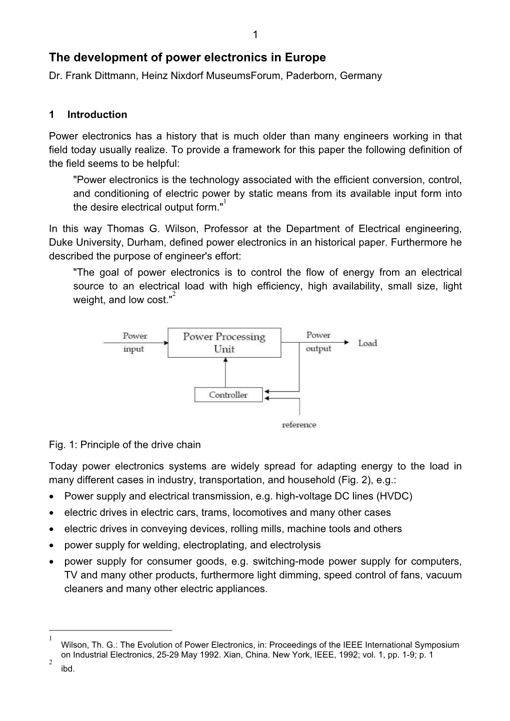 The Development of Power Electronics in Europe Dr