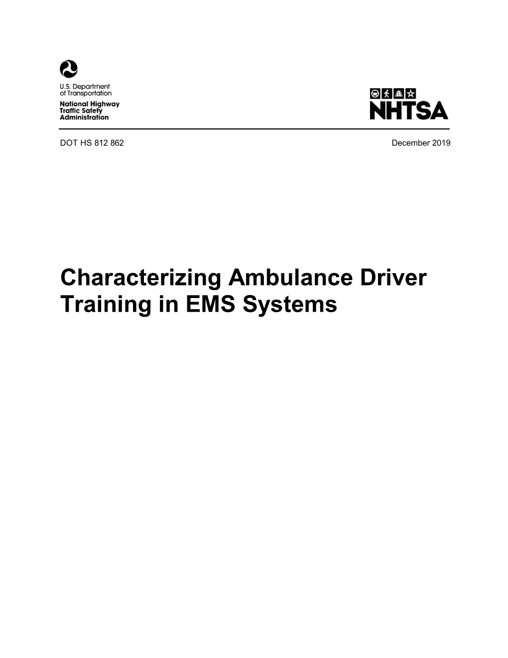 NHTSA Characterizing Ambulance Driver Training in EMS Systems