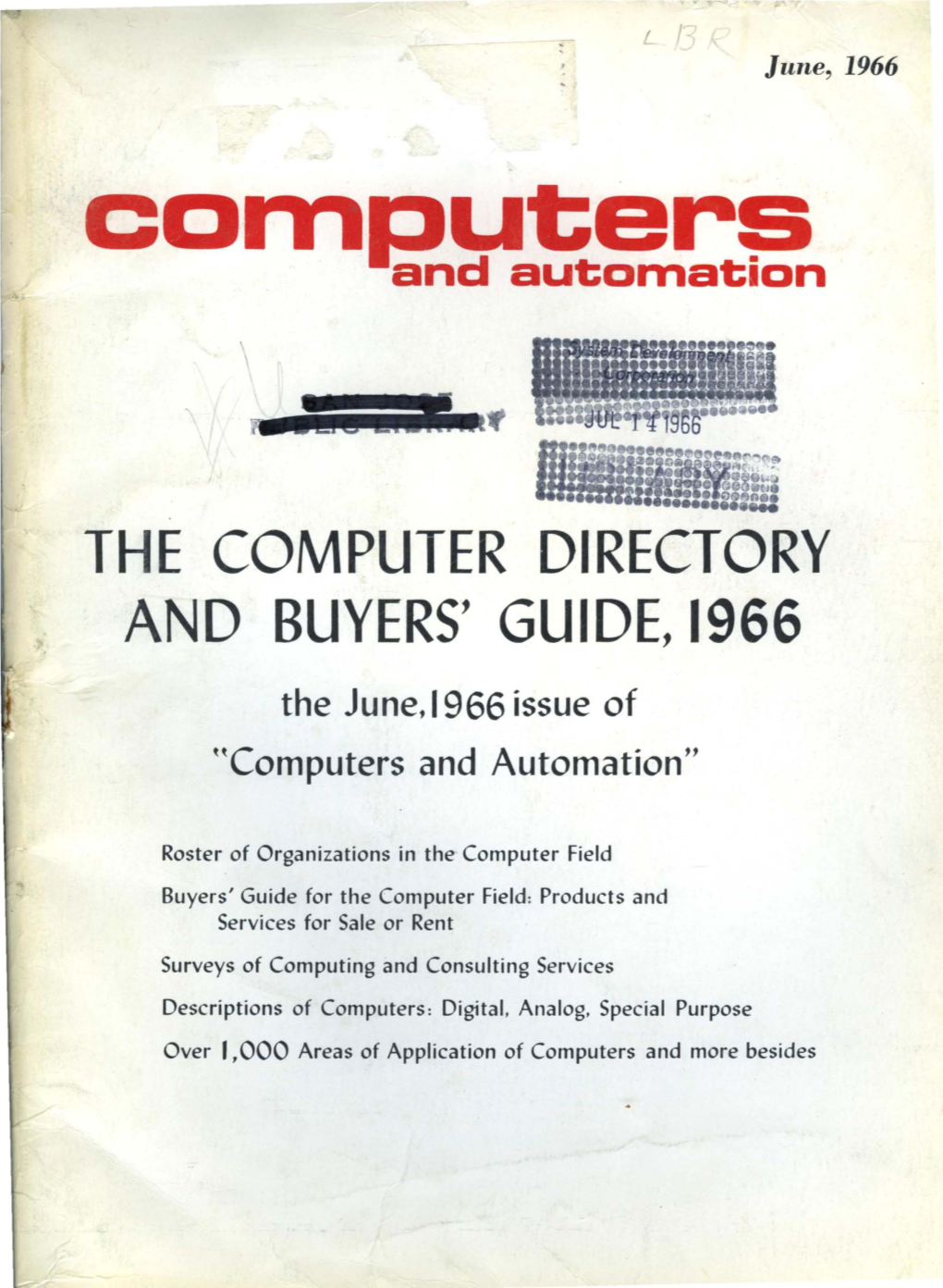 The Computer Directory and Buyers' Guide, 1966