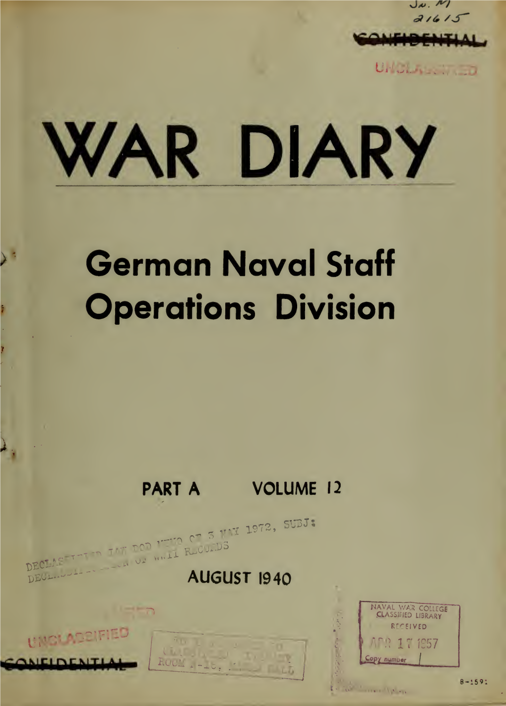 War Diary : German Naval Staff Operations Division