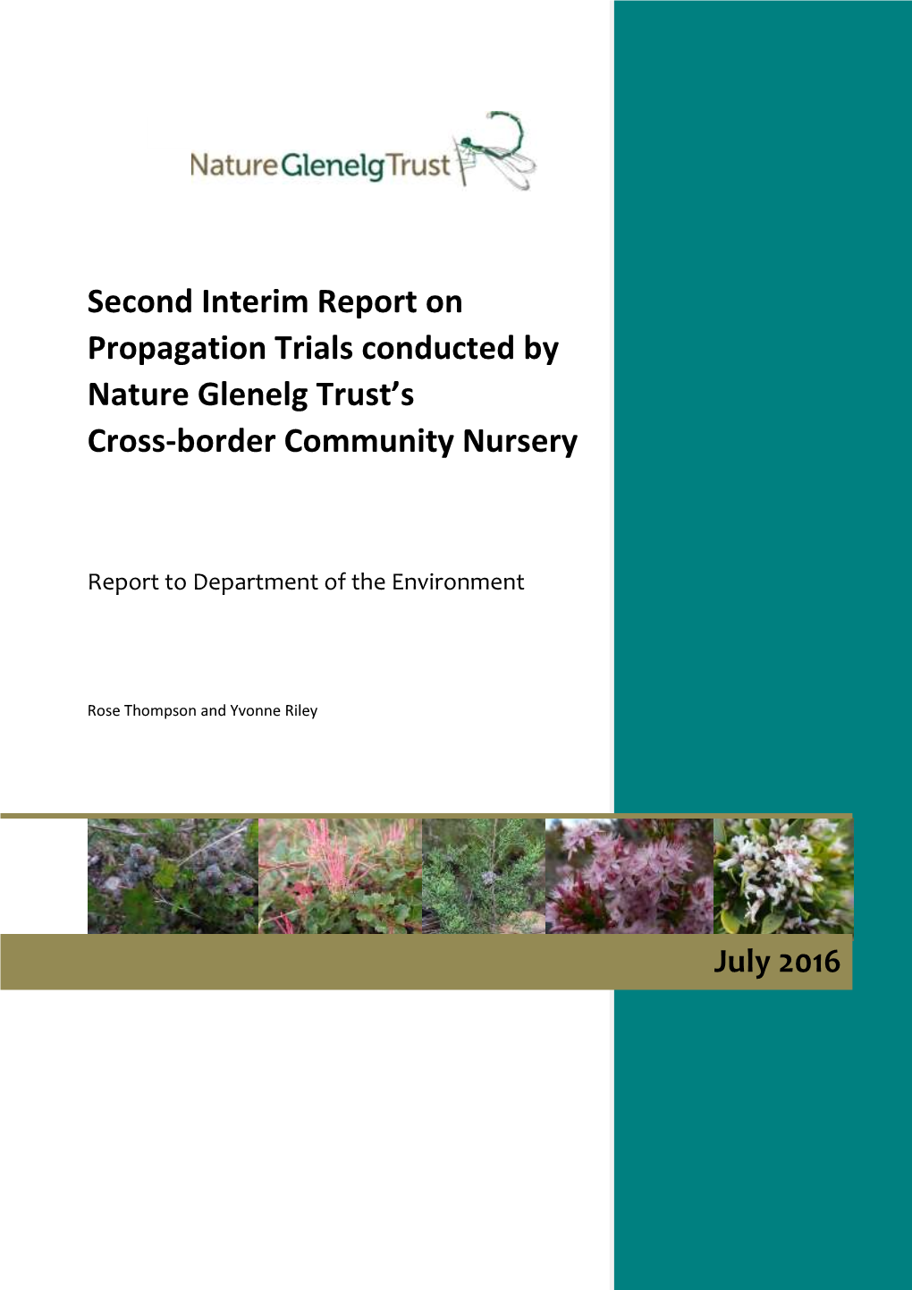 Second Interim Report on Propagation Trials Conducted by Nature Glenelg Trust’S Cross-Border Community Nursery