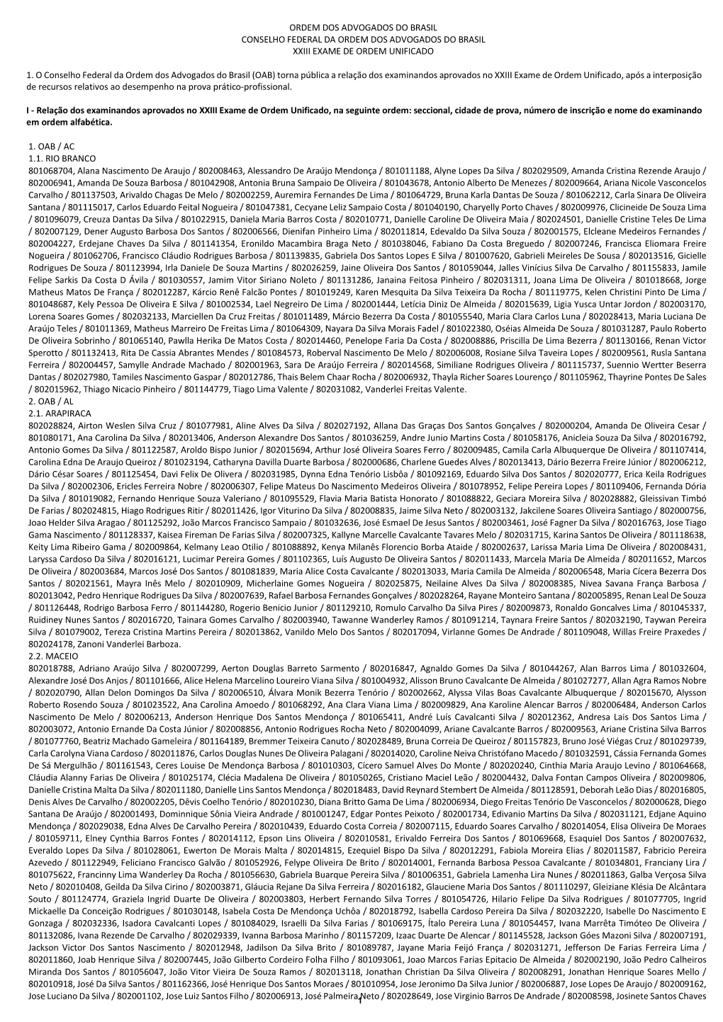 Ordem Dos Advogados Do Brasil Conselho Federal Da Ordem Dos Advogados Do Brasil Xxiii Exame De Ordem Unificado