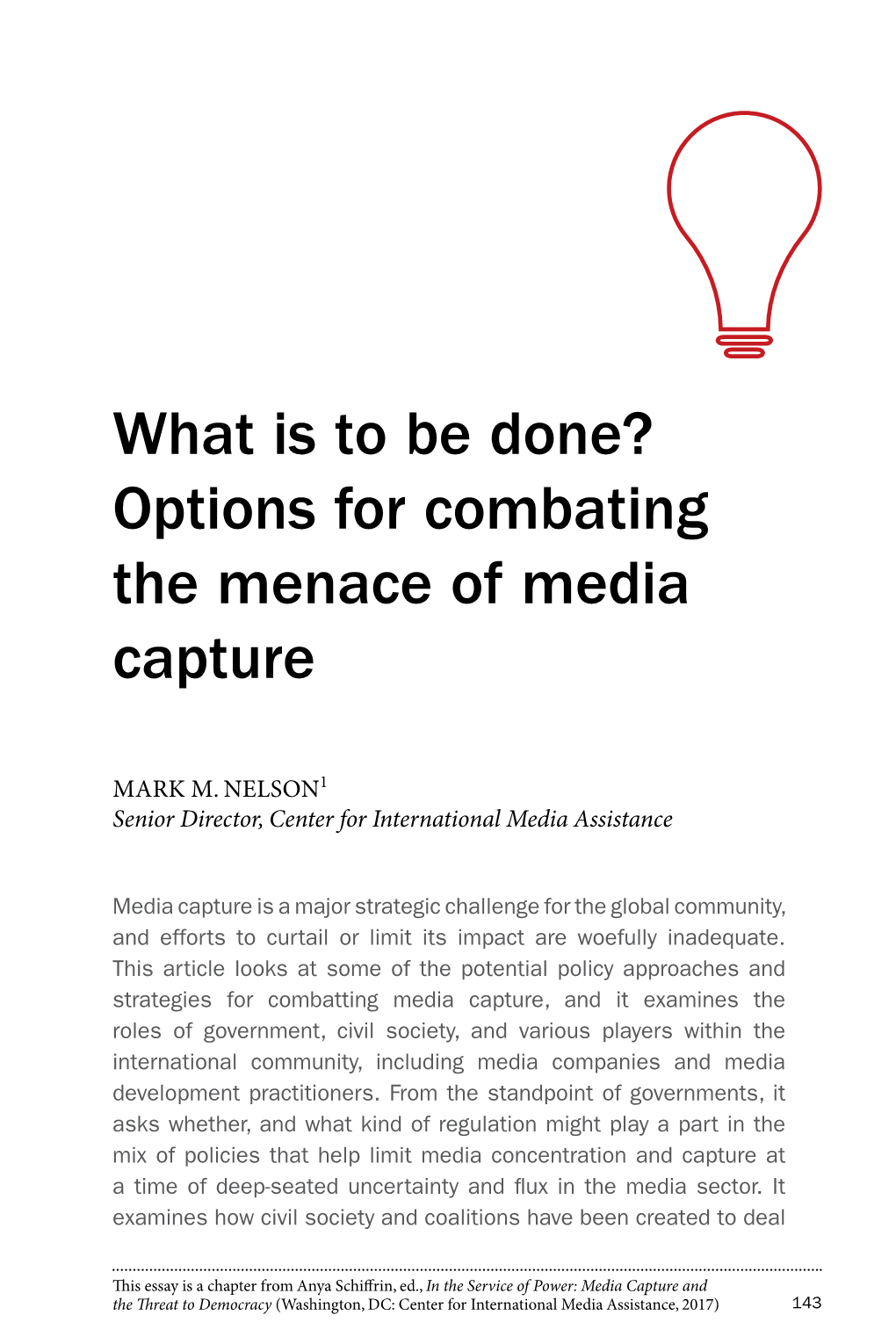 Options for Combating the Menace of Media Capture