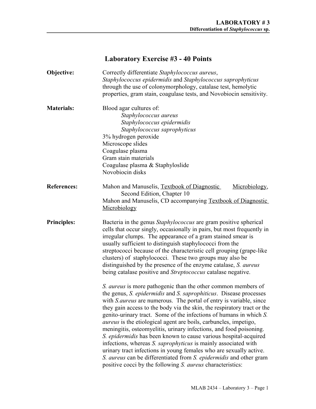 Laboratory Exercise #3 - 40 Points