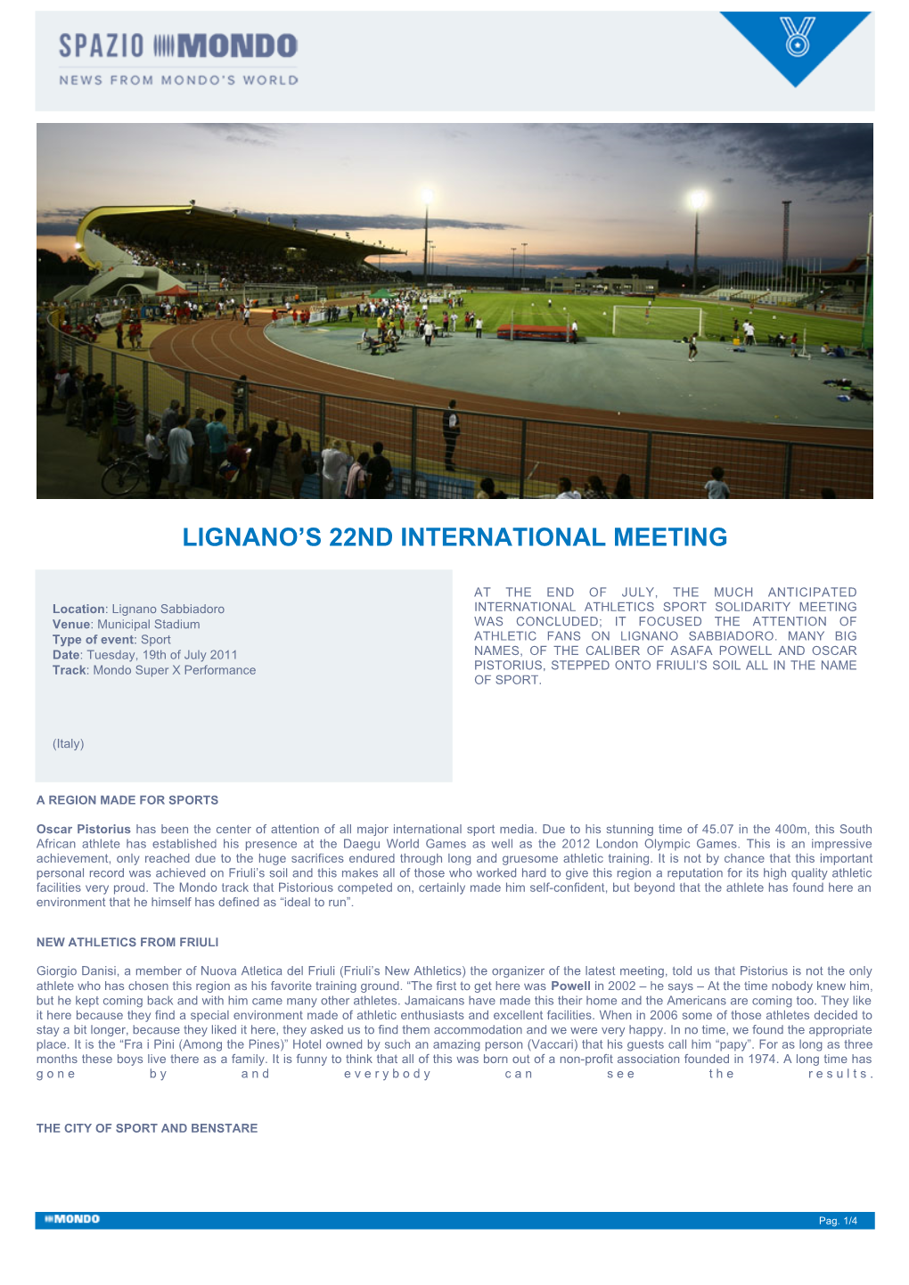 Lignano's 22Nd International Meeting