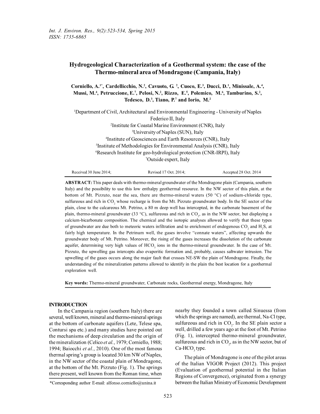 Hydrogeological Characterization of a Geothermal System: the Case of the Thermo-Mineral Area of Mondragone (Campania, Italy)