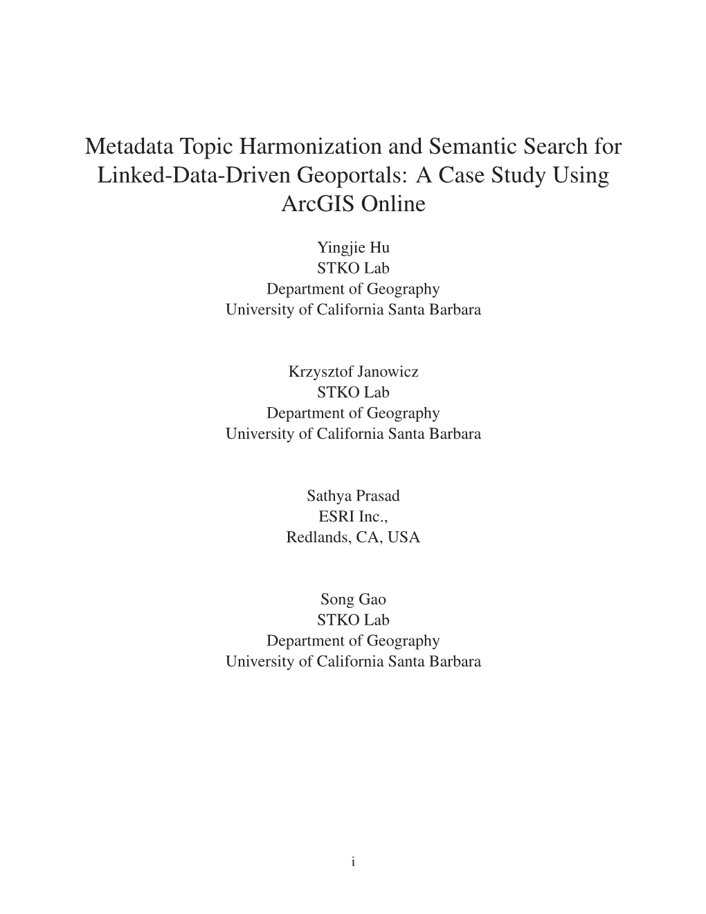 Metadata Topic Harmonization and Semantic Search for Linked-Data-Driven Geoportals: a Case Study Using Arcgis Online