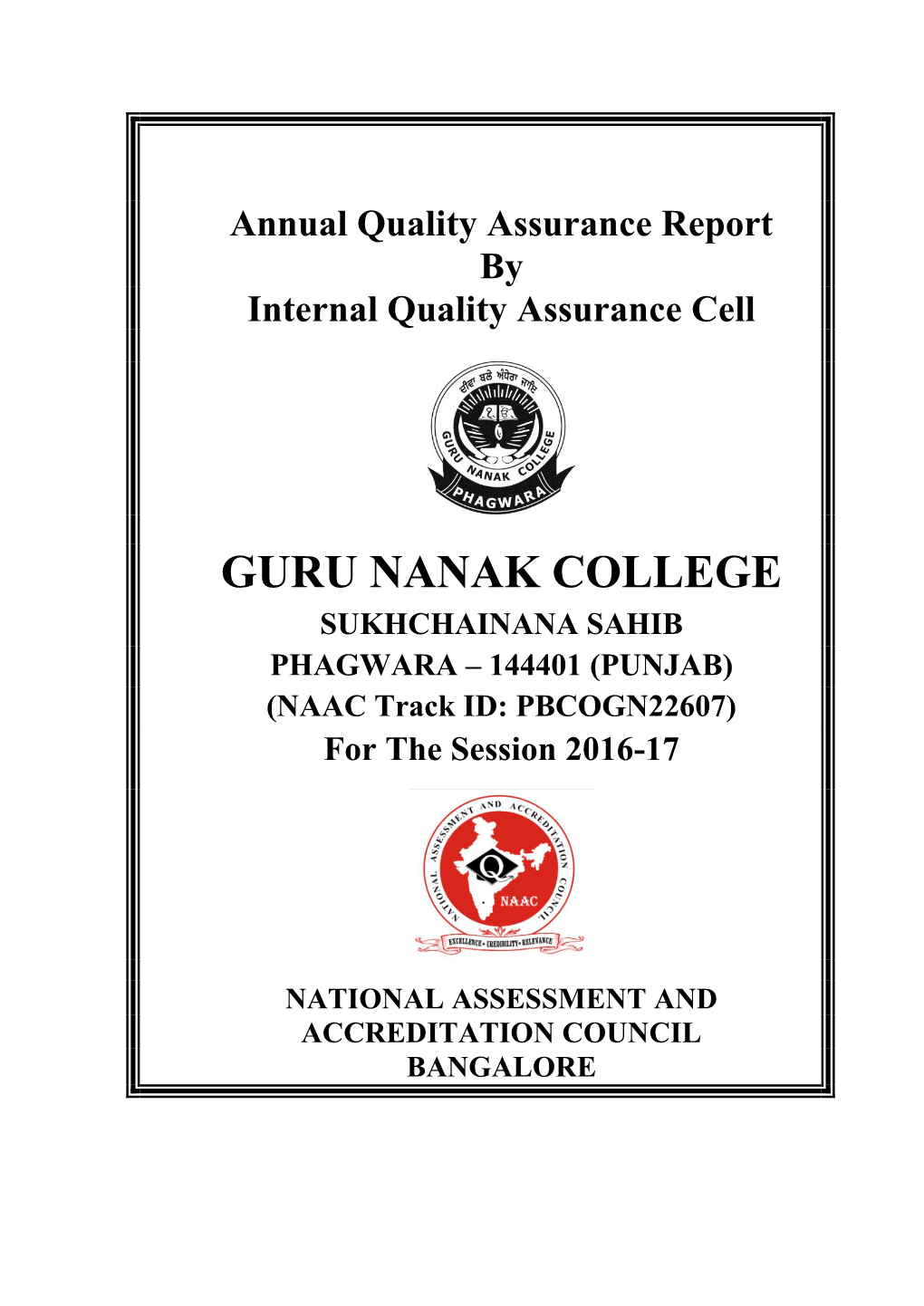 Annual Quality Assurance Report for the Session 2016-17