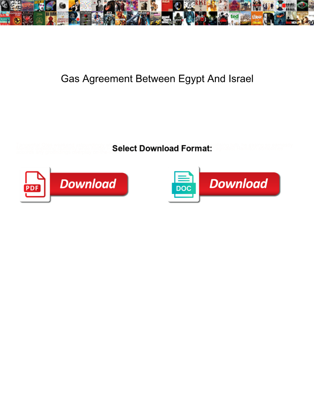 Gas Agreement Between Egypt and Israel