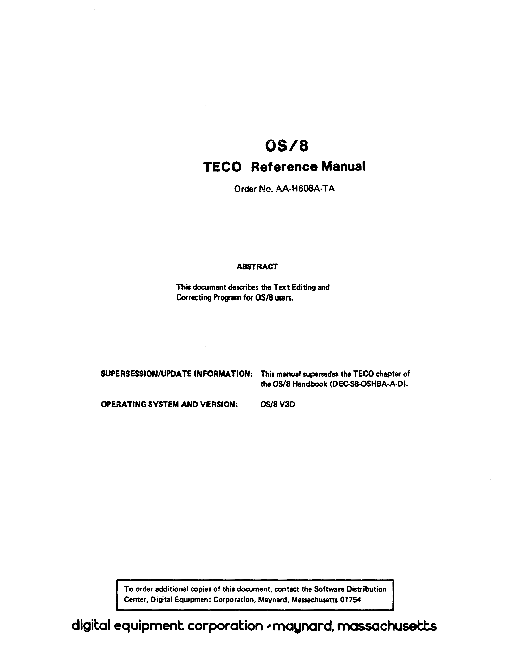 TECO Reference Manual Digital Equipment